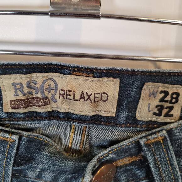 RSQ Amsterdam Relaxed Fit Men's Medium Wash Blue Jeans Size 28x32 EUC - Picture 2 of 4